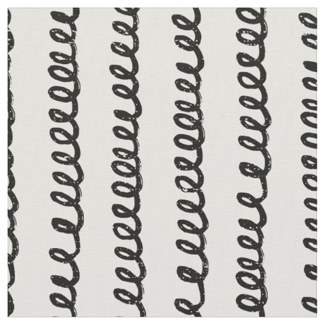 Basic minimalist lines simple curly wavy stroke fabric (Close Up)
