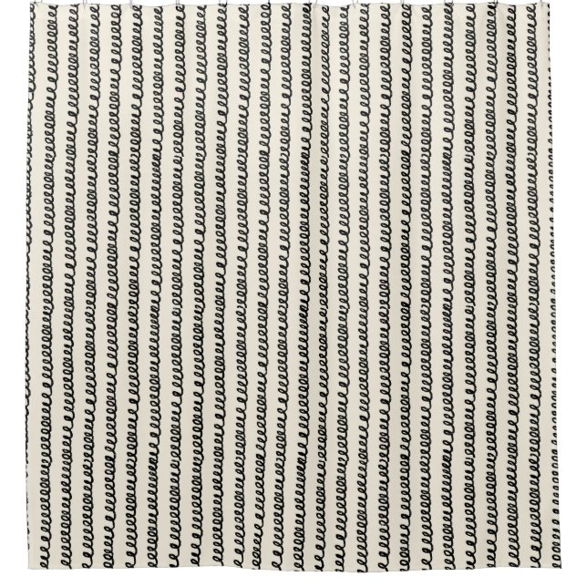 Basic minimalist lines simple curly wavy stroke shower curtain (Front)