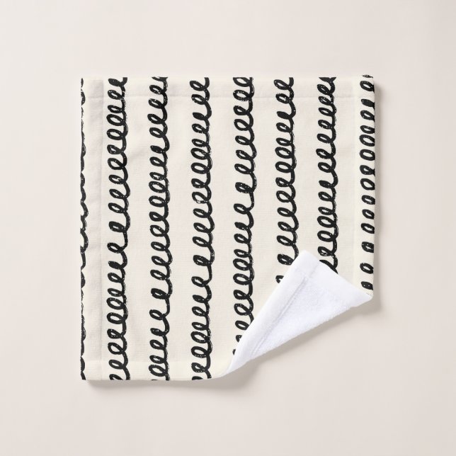 Basic minimalist lines simple curly wavy stroke wash cloth (Wash Cloth)