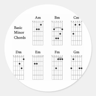 Basic Minor Chords Classic Round Sticker