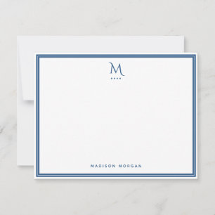 Basic Monogram Navy Blue Border Personalised  Card