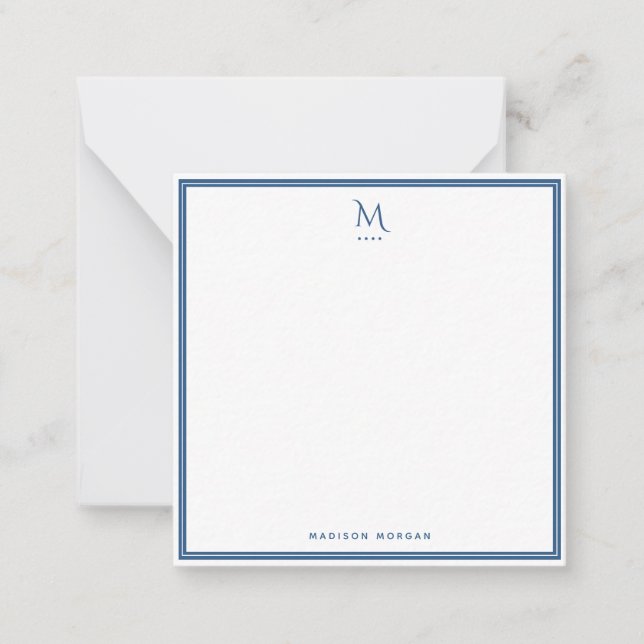 Basic Monogram Navy Blue Border Personalised  Card (Front)