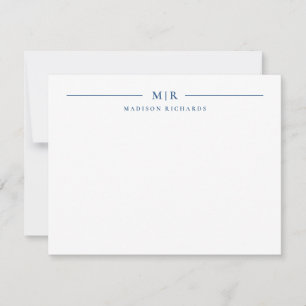 Basic Monogram Navy Blue Personalised Card