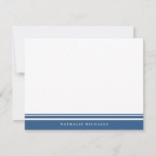 Basic Navy Blue Stripe Personalised Stationery Card