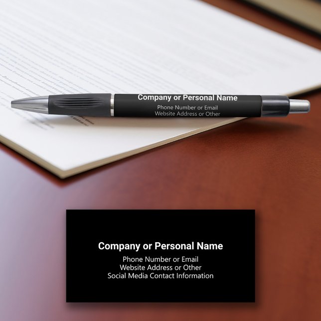 Basic Office Business Contact Information - Black (Custom logo pens - Personalized Promotional products)