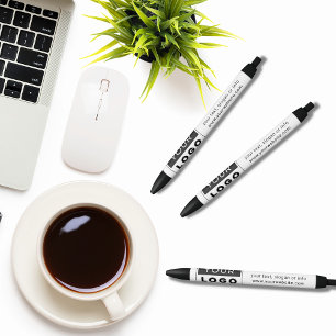 Basic Office Business Logo and Text Blue Ink Black Ink Pen