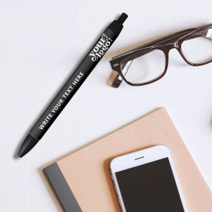 Basic Office Business Logo & Text Branded Black Ink Pen