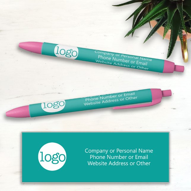 Basic Office Business Logo & Text CAN EDIT aqua Black Ink Pen (Creator Uploaded)