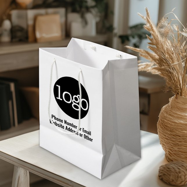 Basic Office Business Logo Text CAN EDIT colour Medium Gift Bag (Custom Gift Bag)