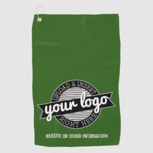 Basic Office Business Logo with Contact Info Green Golf Towel