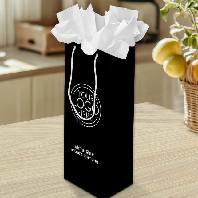 Basic Office Business Logo with Contact Info Wine Gift Bag (Custom Tall Gift Bag with Logo)