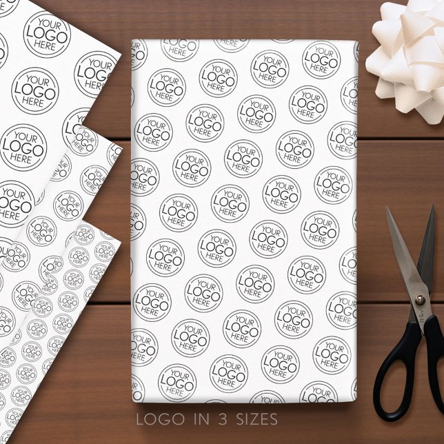 Basic Office Business Logo with Contact Info Wrapping Paper Sheet (Custom Logo Wrapping Paper)