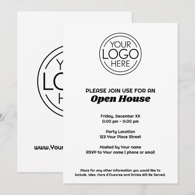 Basic Office or Business Logo Open House Invitation (Front/Back)