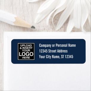Basic Office or Business navy Return Address Label