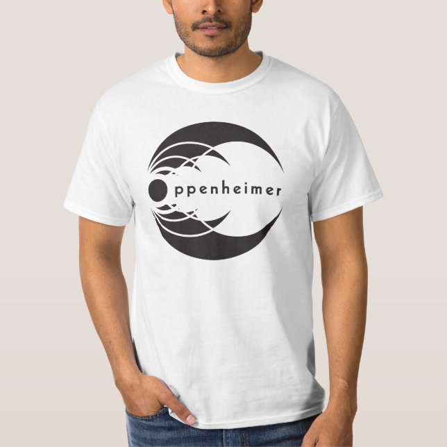 basic oppenheimer logo black on white T-Shirt (Front)
