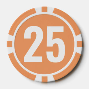 Basic Orange White Bold Number  Poker Chips