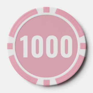Basic Pastel Pink White Bold Number Poker Chips
