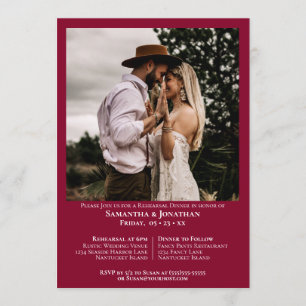 Basic Photo Cranberry Red Wedding Rehearsal Dinner Invitation