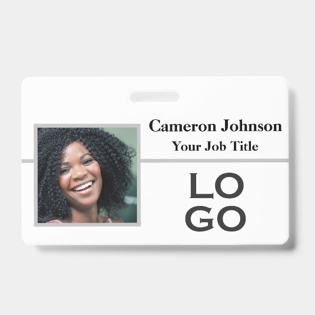 Basic Photo Identification and Custom Logo ID Badge (Front)
