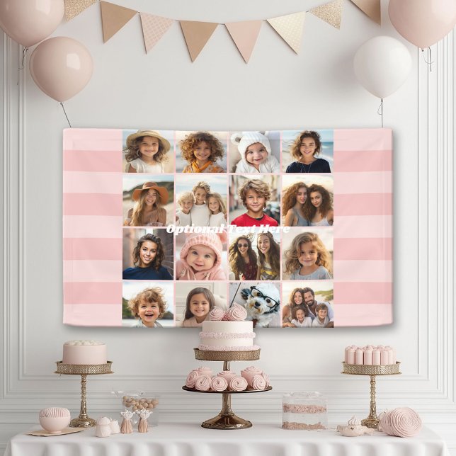 Basic Photo Template 16 Photos - Can Change Colorp Banner (Custom Party Banner)