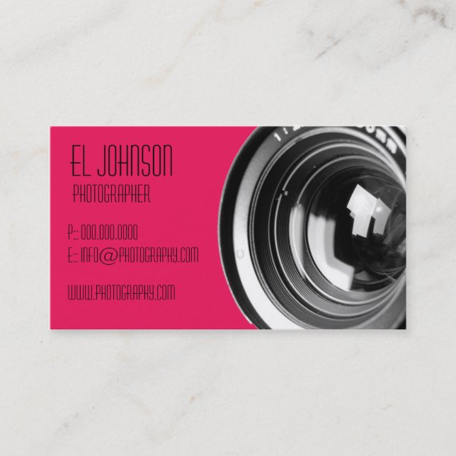 Basic Photography Business Card (Rose Petal) (Front)