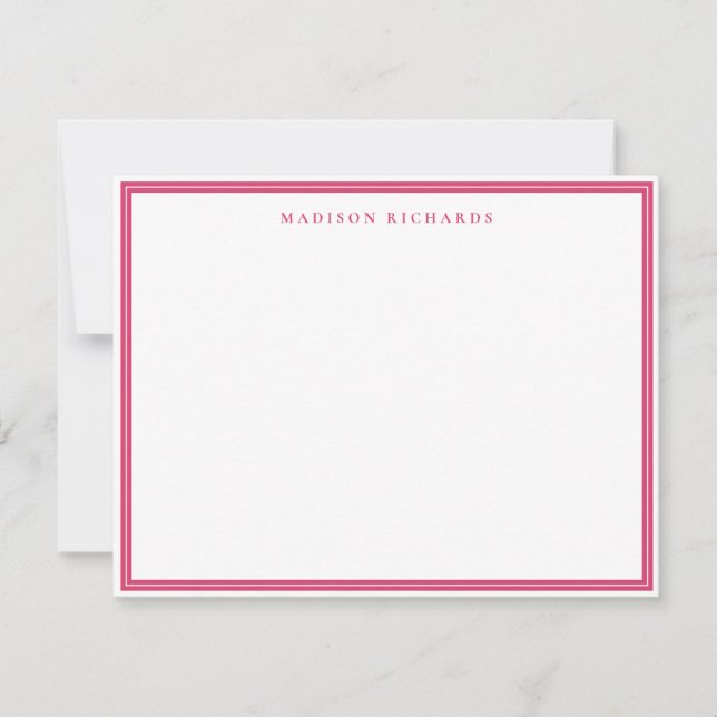 Basic Pink Border Personalized  Card (Front)