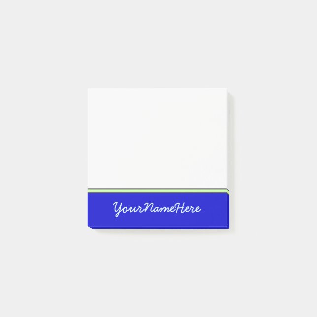 Basic, Plain, Blue Background + Light Cyan Name Post-it Notes (Front)