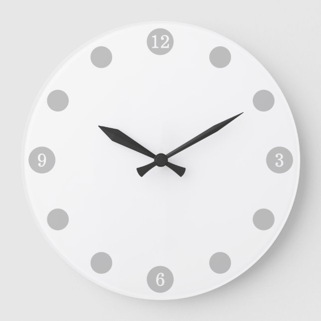 Basic Plain White and Grey Large Clock (Front)