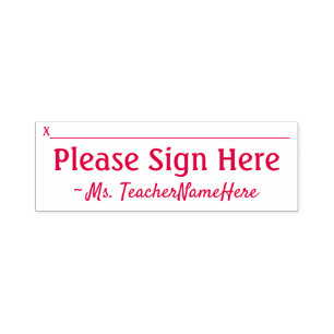 Basic "Please Sign Here" and Name Rubber Stamp