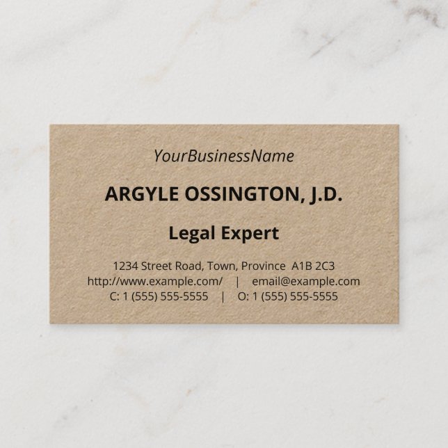 Basic, Professional Attorney Business Card (Front)
