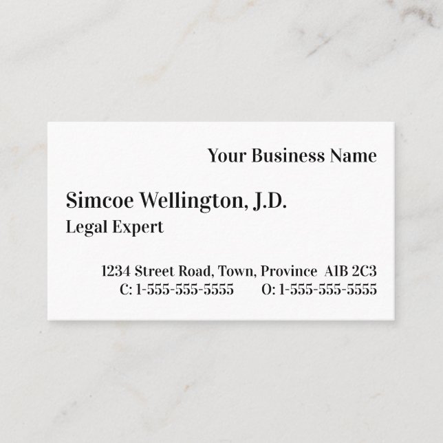Basic, Professional Lawyer Business Card (Front)