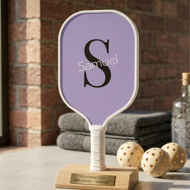 Basic Purple Monogram Initial & Name  Pickleball Paddle (Creator Uploaded)