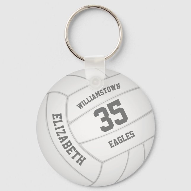 basic realistic white volleyball custom team name  key ring (Front)
