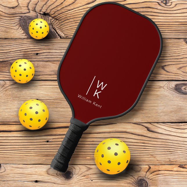 Basic Red Monogram Name + Initials Pickleball Paddle (Creator Uploaded)