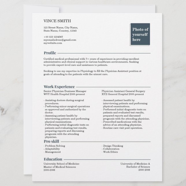 Basic Resume Template Design Easy Customization 2 Custom Letterhead (Front)