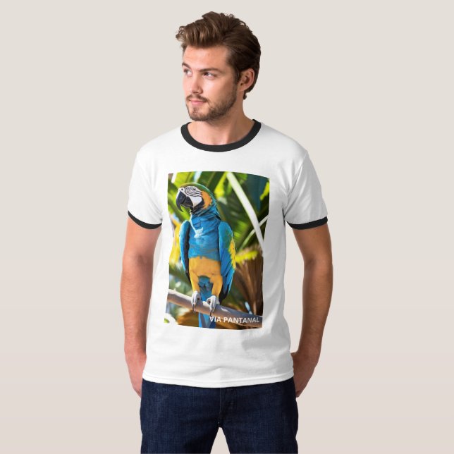 Basic Ringer Blue Arara Male Shirt (Front Full)
