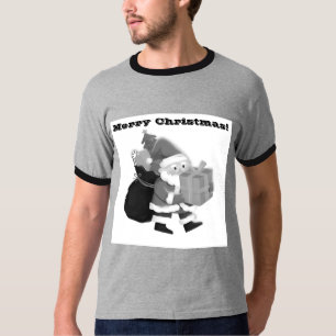 Basic Ringer Christmas Printed Wish Grey/Black 2X  T-Shirt