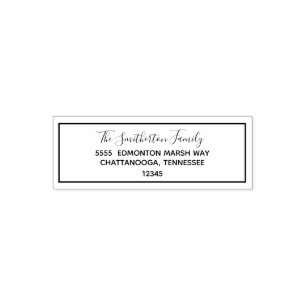 Basic Script Family Last Name Return Address Self-inking Stamp