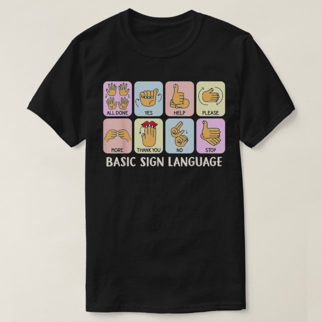 Basic Sign Language Speech Therapist SLP Pathologi T-Shirt (Design Front)