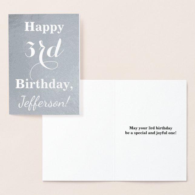 Basic Silver Foil 3rd Birthday + Custom Name Card (Display)