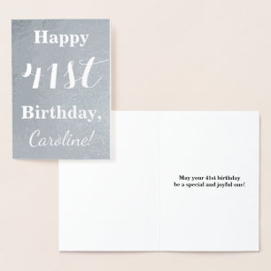 Basic Silver Foil "Happy 41st Birthday" + Name Foil Card