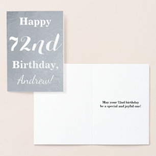 Basic Silver Foil "HAPPY 72nd BIRTHDAY" + Name Foil Card