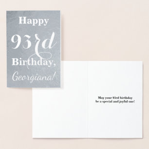 Basic Silver Foil "HAPPY 93rd BIRTHDAY" + Name Foil Card