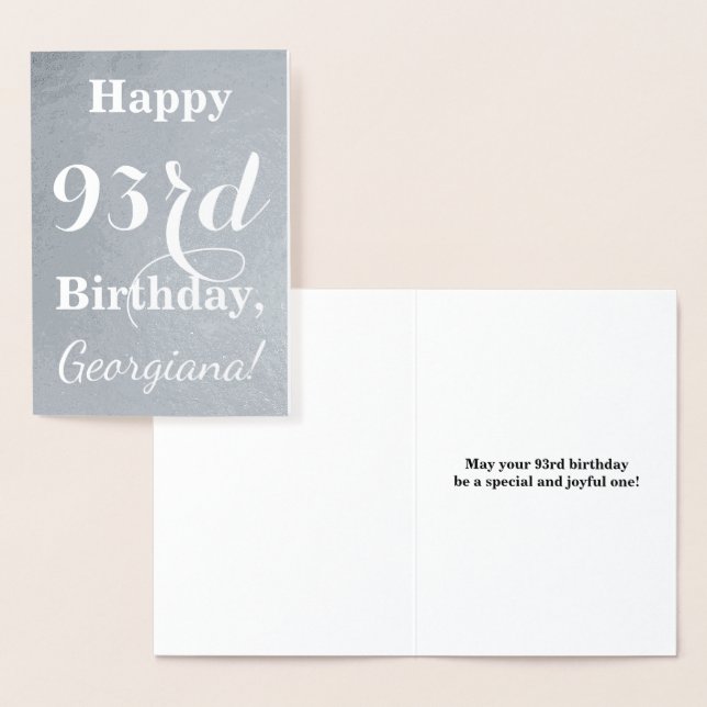 Basic Silver Foil "HAPPY 93rd BIRTHDAY" + Name Foil Card (Display)