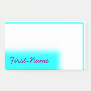 Basic, Simple, Cyan Background w/ Purple Name Post-it Notes