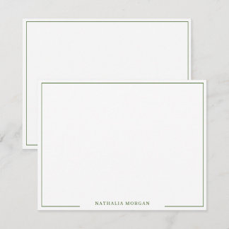 Basic Simple Green Border Stationery Card