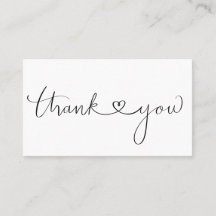 Basic Simple Heart Cursive Thank You Note