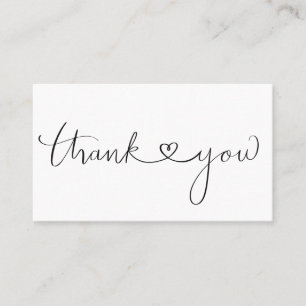 Basic Simple Heart Cursive Thank You Note Loyalty Card