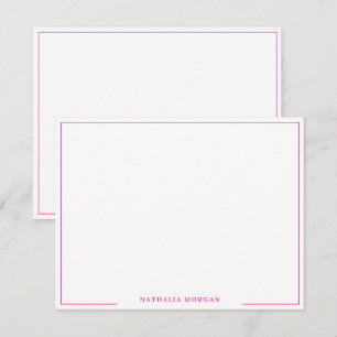 Basic Simple Hot Pink Border Stationery Card
