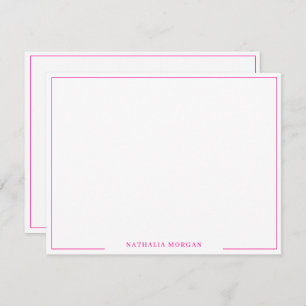 Basic Simple Hot Pink Border Stationery  Card
